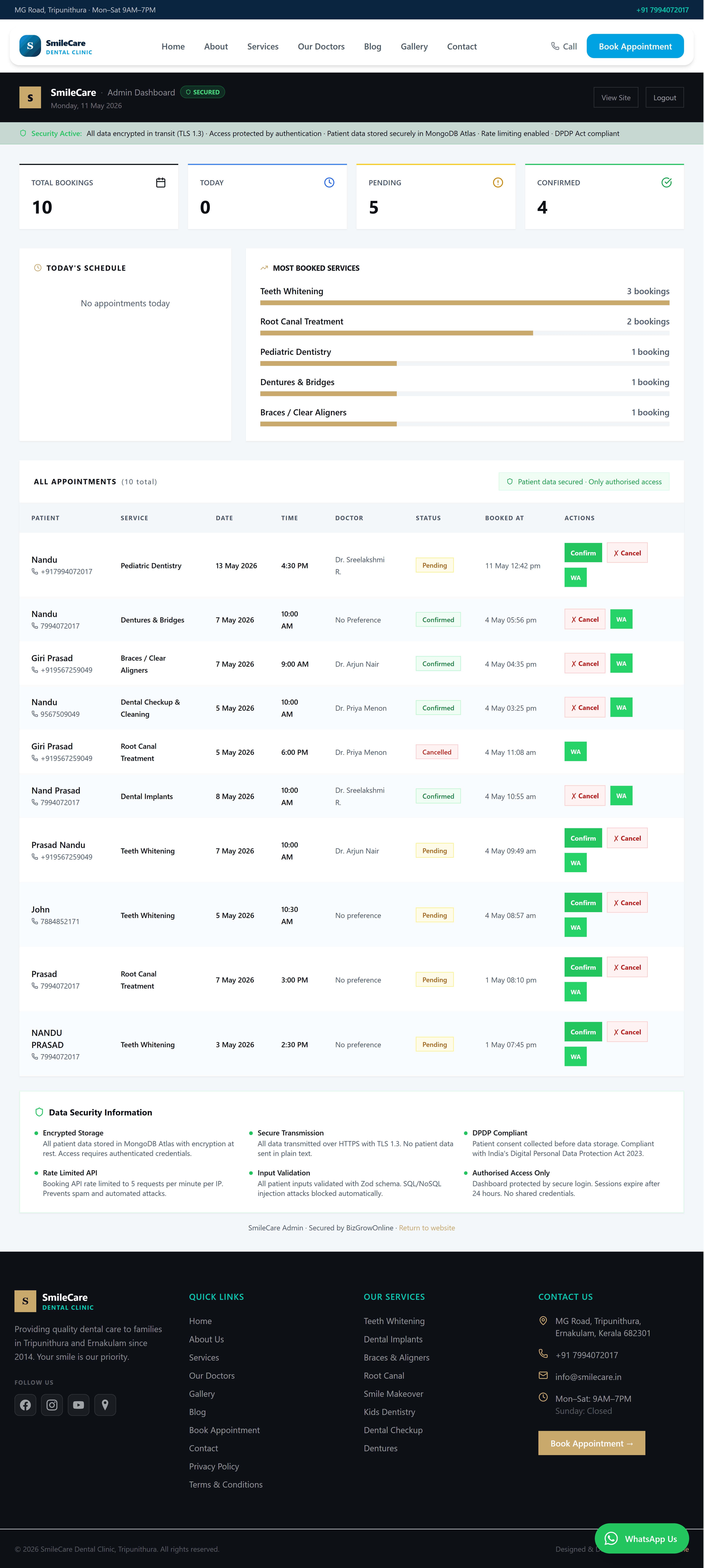 Building a Secure Dental Clinic Website & Appointment System screenshot 2